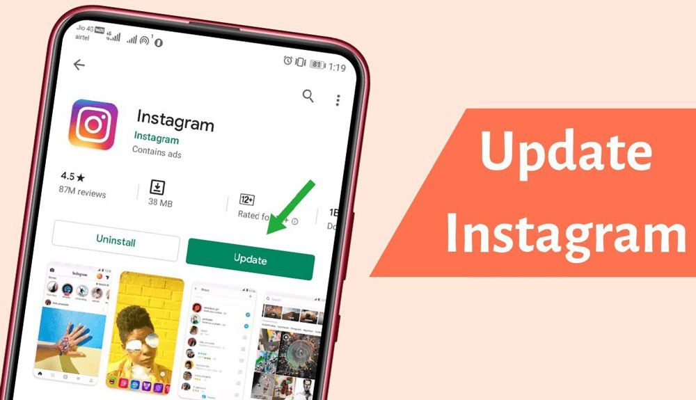 The latest version of Instagram